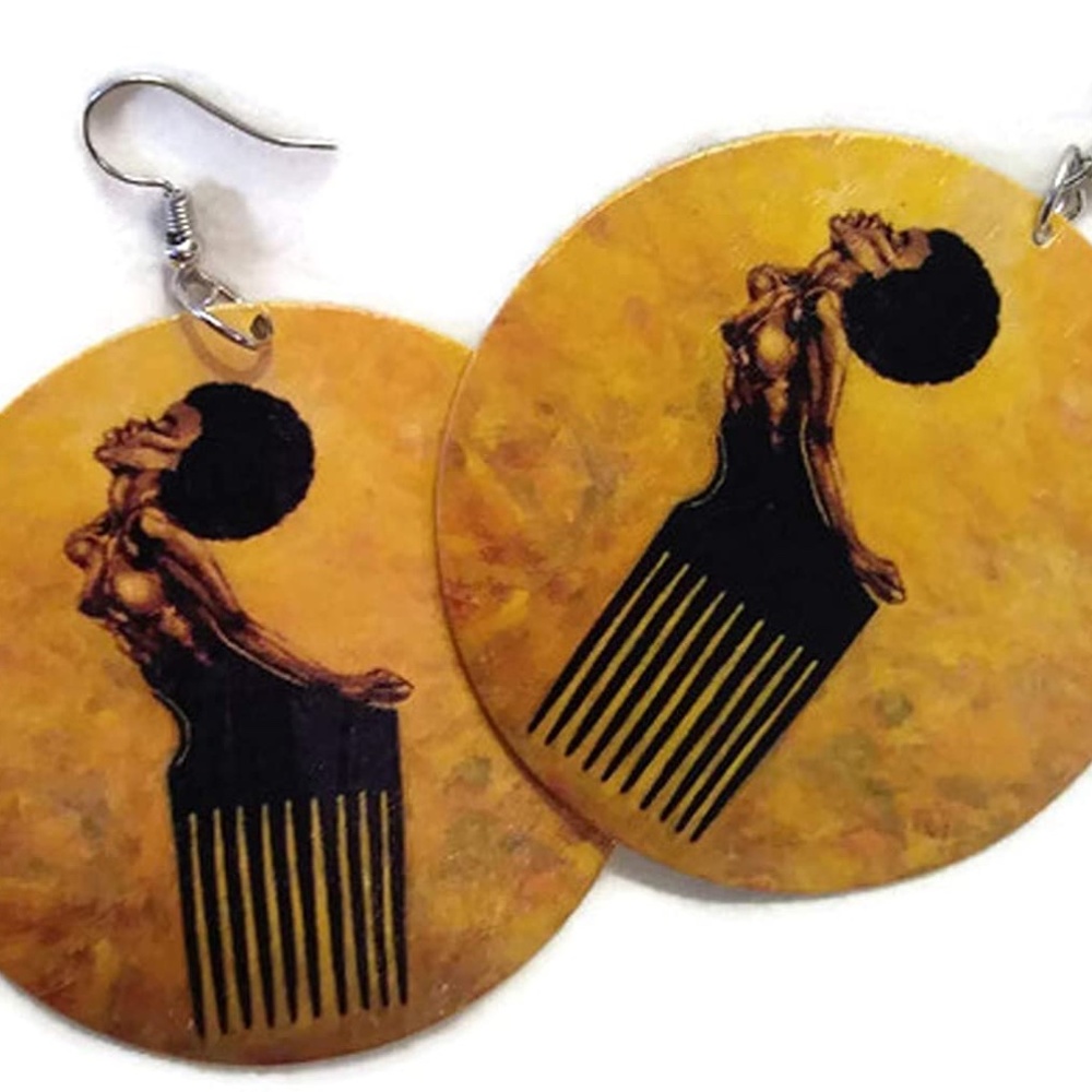 Afro Woman Comb Earrings - Rooted in Strength!